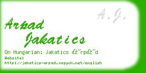 arpad jakatics business card